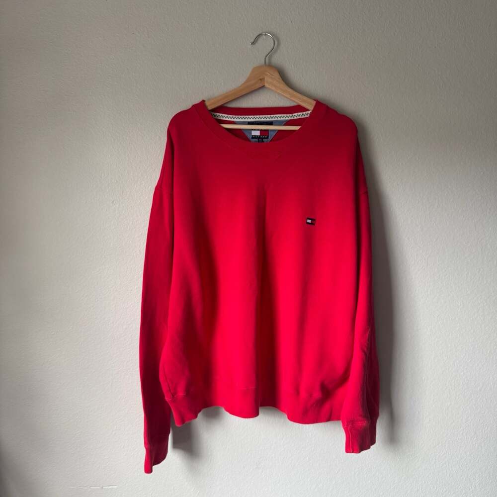 Vintage Tommy Hilfiger Red Flag Logo Crewneck Sweatshirt XXL 90s